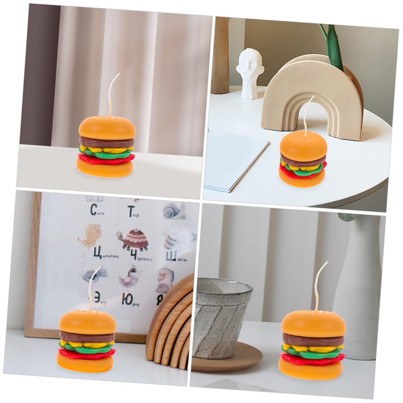 VOSAREA 2pièces Bougie Parfumée Forme De Hamburger Décorative Et Aromathérapeutique Pour Anniversaire Et Occasions Spéciales Ambiance Chaleureuse Et Relaxante Pour Votre Intérieur