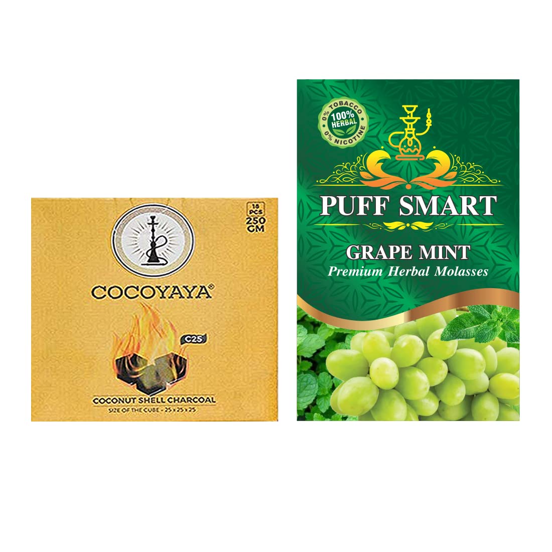 PUFF SMART Premium Herbal Flavor Grape Mint With Coconut Charcoal_250g Combo (100% Tobacco And Nicotine Free)-picture-23