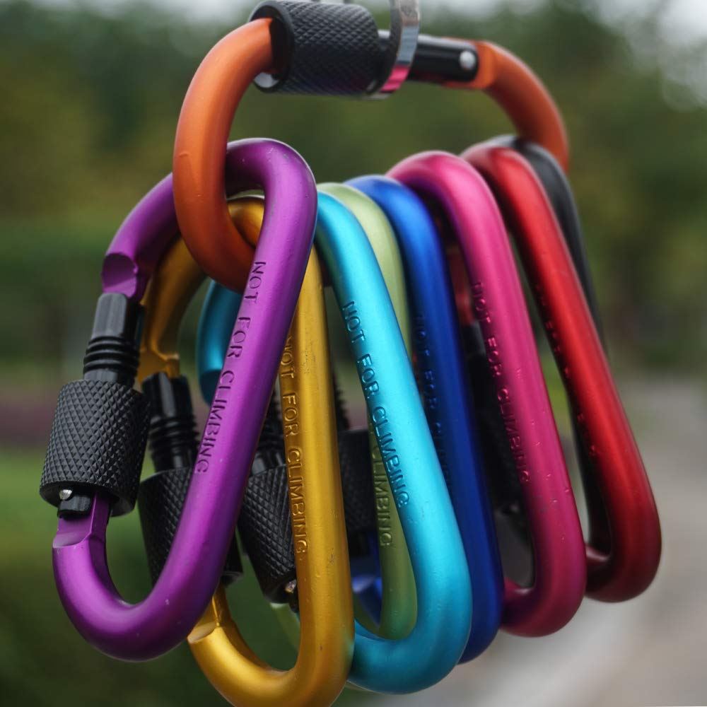 10er-Pack Camping Haken Aluminium Schlüsselanhänger Karabiner D-Form Schnallen Schlüsselanhänger-Clips, sichere Rotation Torschnalle Clip Haken
