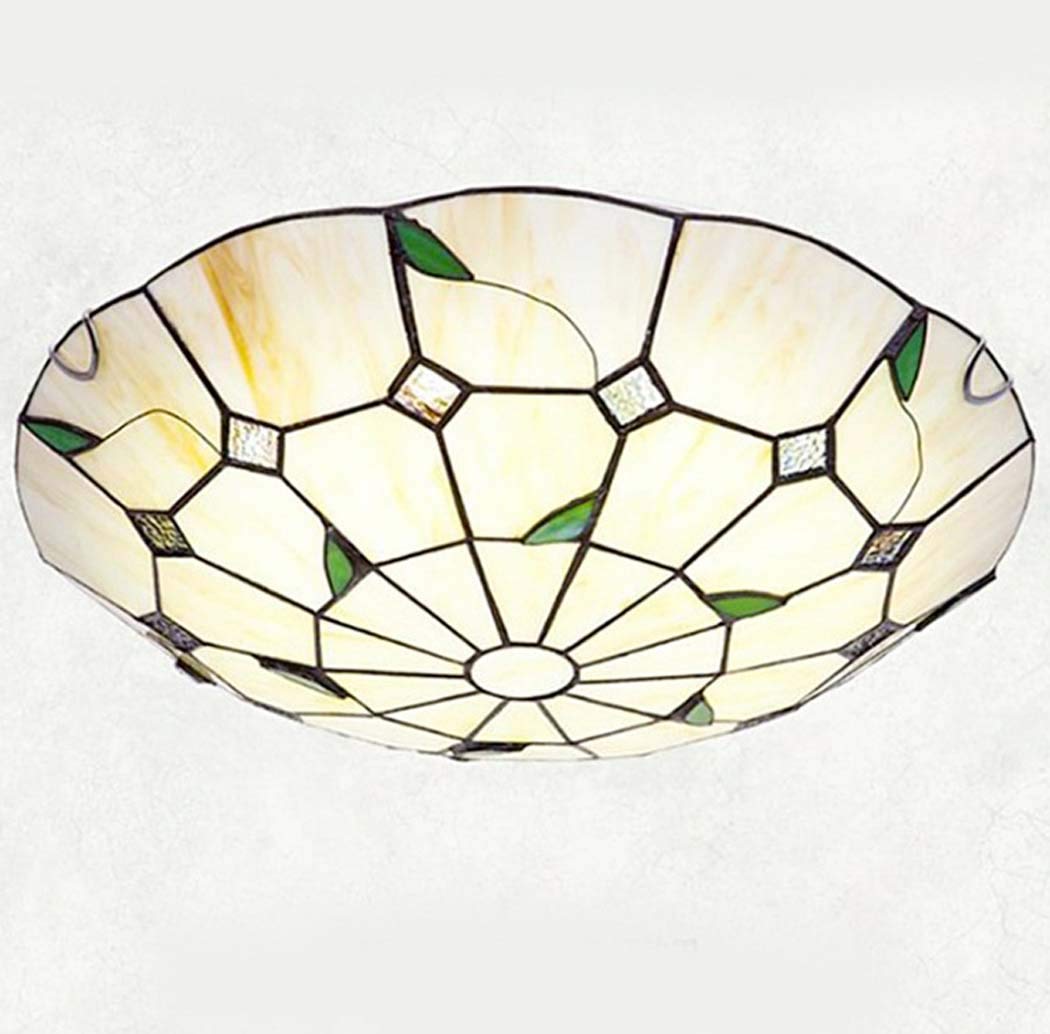 Yjmgrowing Pastoral Style LED Flush Mount Ceiling Light in Tiffany Style Stained Glass Ceiling Lamps for Bedroom Lighting,LED Chip,12inch/16inch/20inch,White Light,30cm