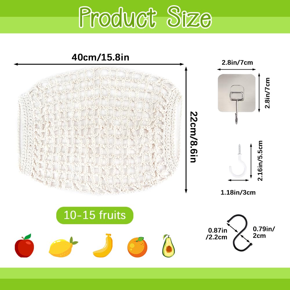 Amaca Porta Frutta Amaca Frutta Appesa Con Ganci - Cesto Bohemien Per Cucina E Camper Risparmio Spazio Cucina