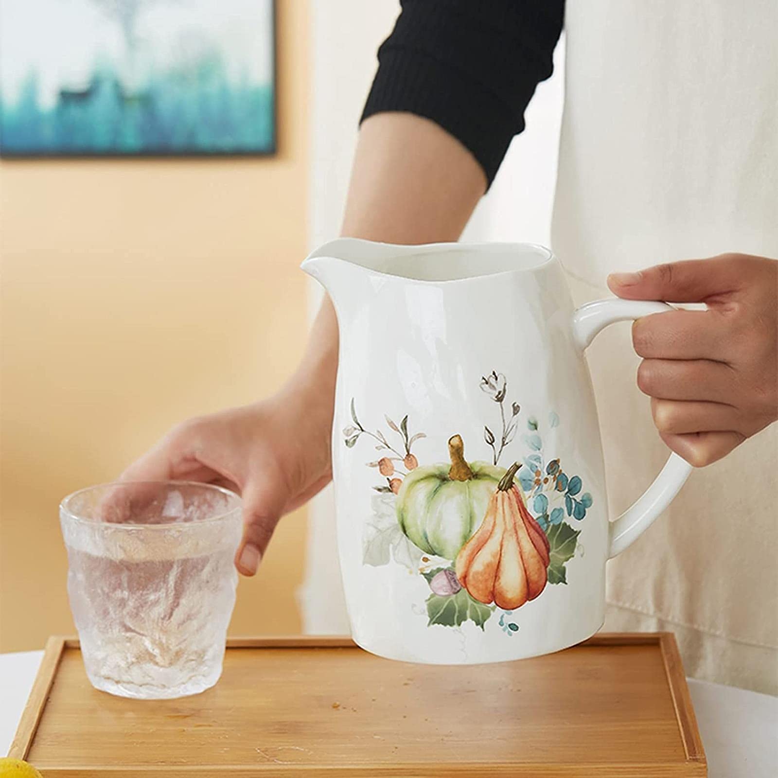 Brocca per Acqua Semplice Brocca in Ceramica per Uso Domestico con Manico e beccuccio Teiera Creativa Resistente alle Alte Temperature Multifunzionale Personalizzata