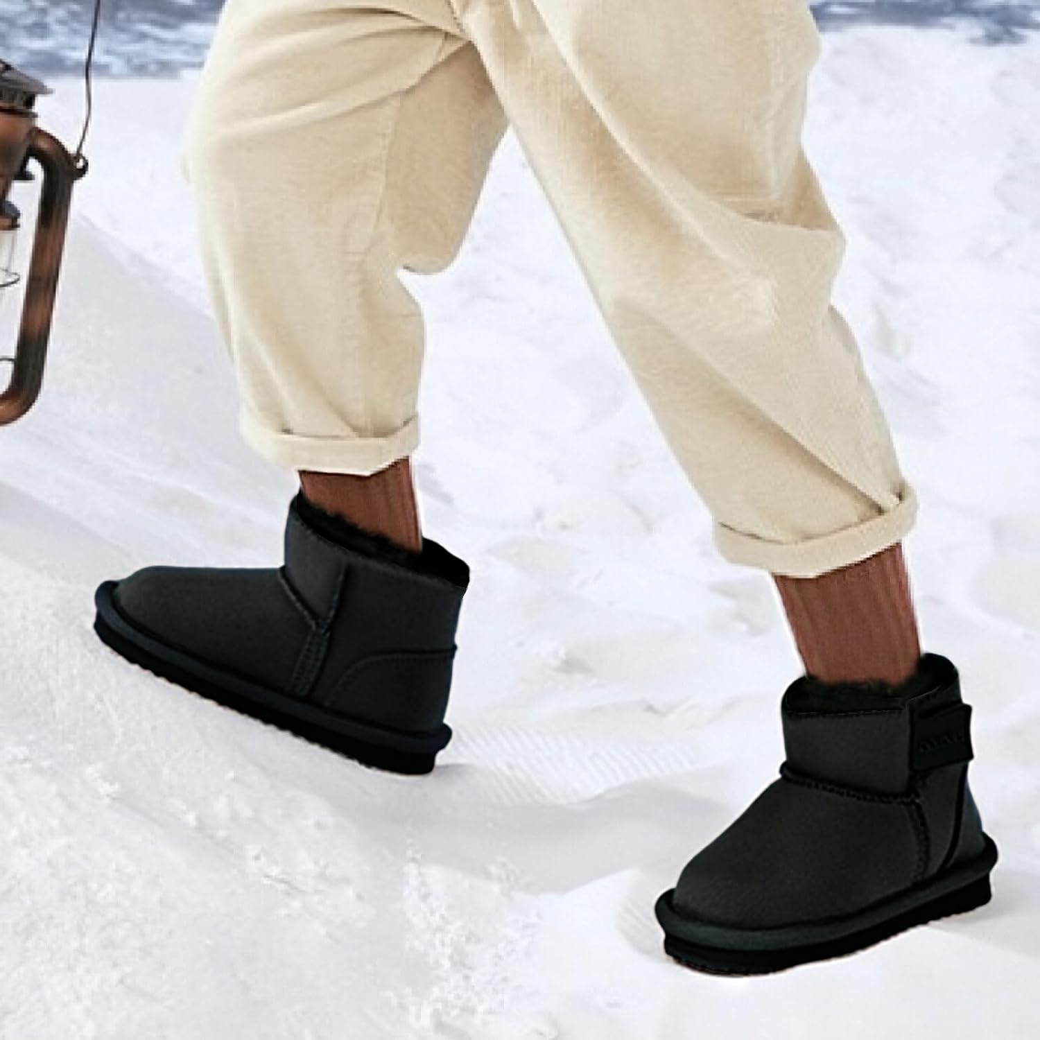 Balabala Kids Snow Boots Winter Boots for Girls Water Resistance Boys Snow Boots Girls Boots Faux Fur Suede Boots Warm