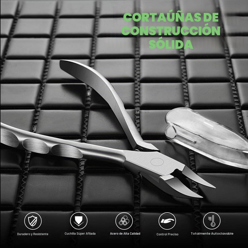 Cortaúñas de precisión BEZOX - Cortaúñas de acero inoxidable con hoja afilada y lisa para uñas gruesas y profundas, y tijeras para uñas de los