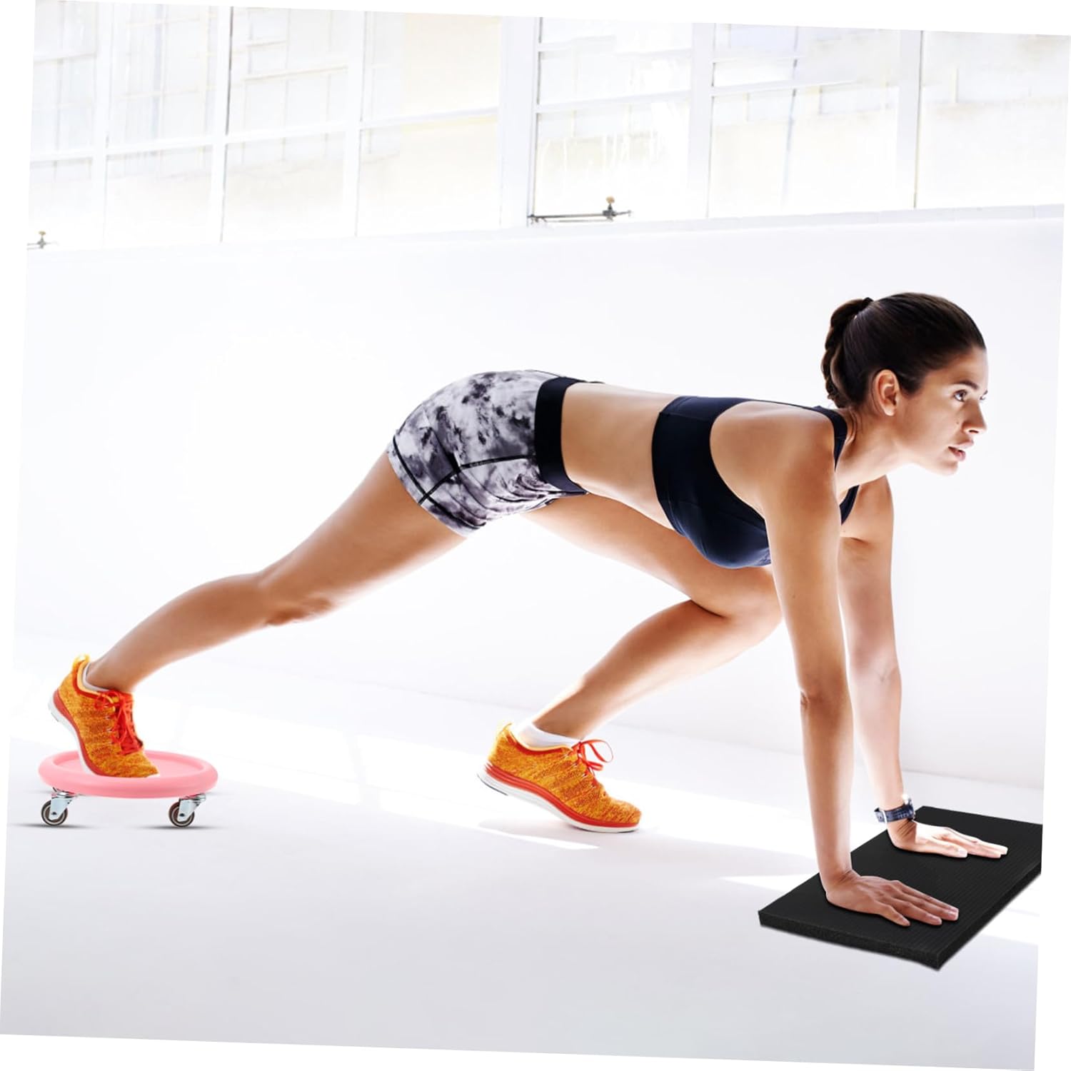 KICHOUSE Silent Operation Abdominal Wheel 4-wheel Ab Roller for Workout Abdominal Exercise Board Mat for Men Women