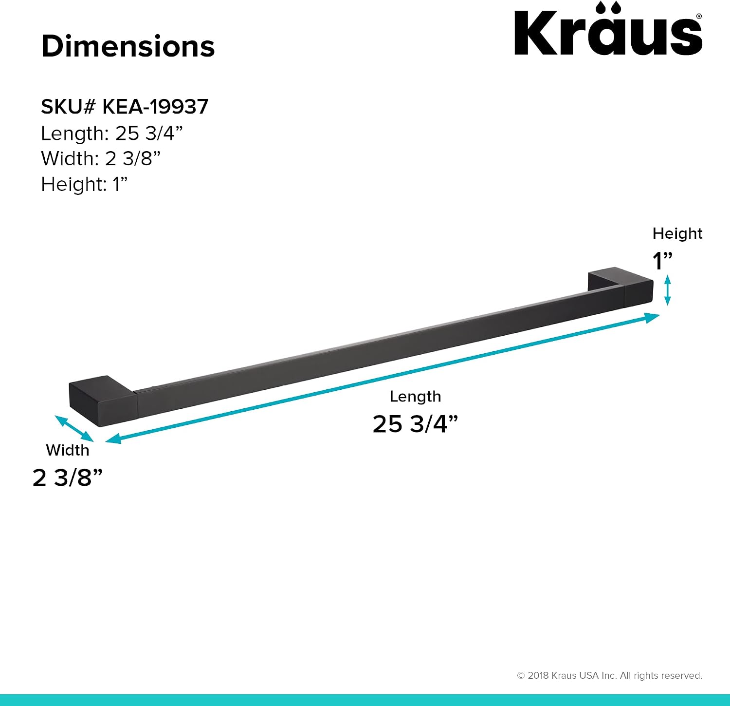 KRAUS Stelios 24-inch Bathroom Towel Bar, Matte Black Finish, KEA-19937MB