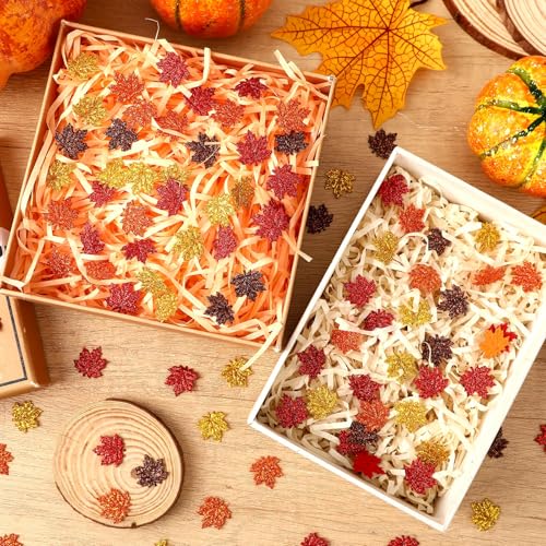 Image of MARFOREVER Fall Felt Maple Leaf Confetti Glitter, 500 Pcs Orange Thanksgiving Leaves Confetti Decorations Autumn Table Sprinkles Scatter Centerpiece for Fall Thanksgiving Day Party Decor Supplies