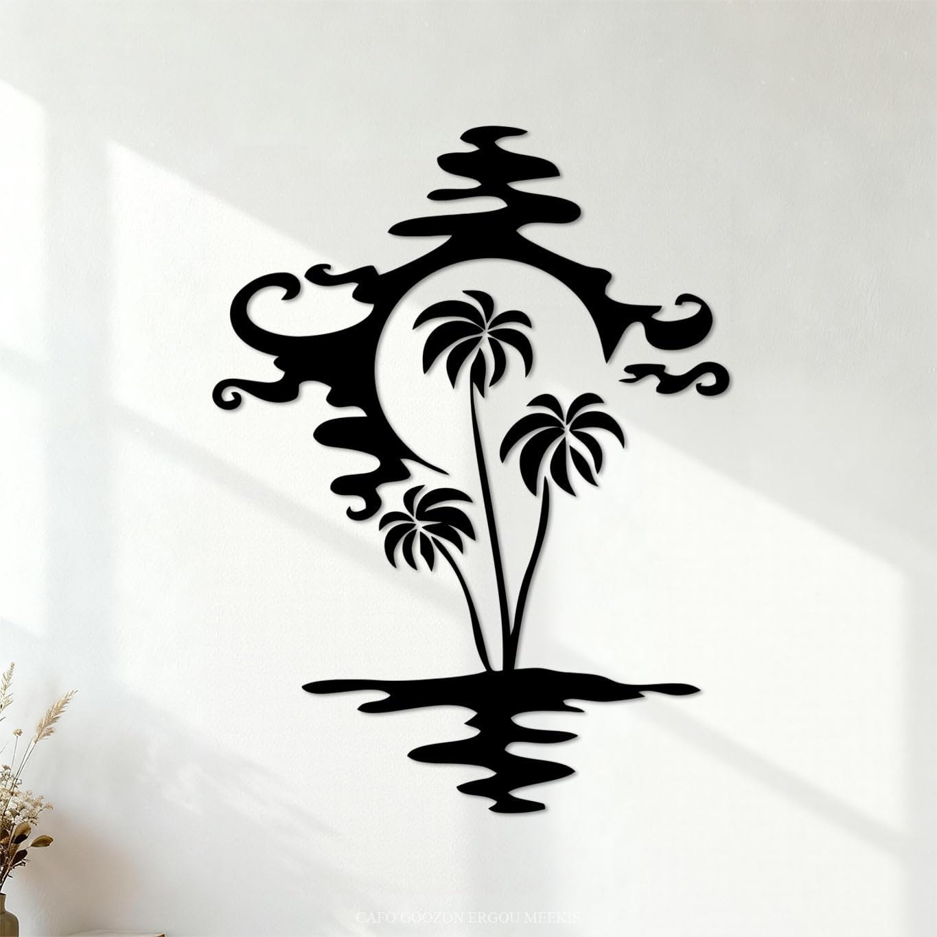 Palm Tree Beach Yoga Tree Wall Stickers 68x90.4cm Multi Color Selection Black