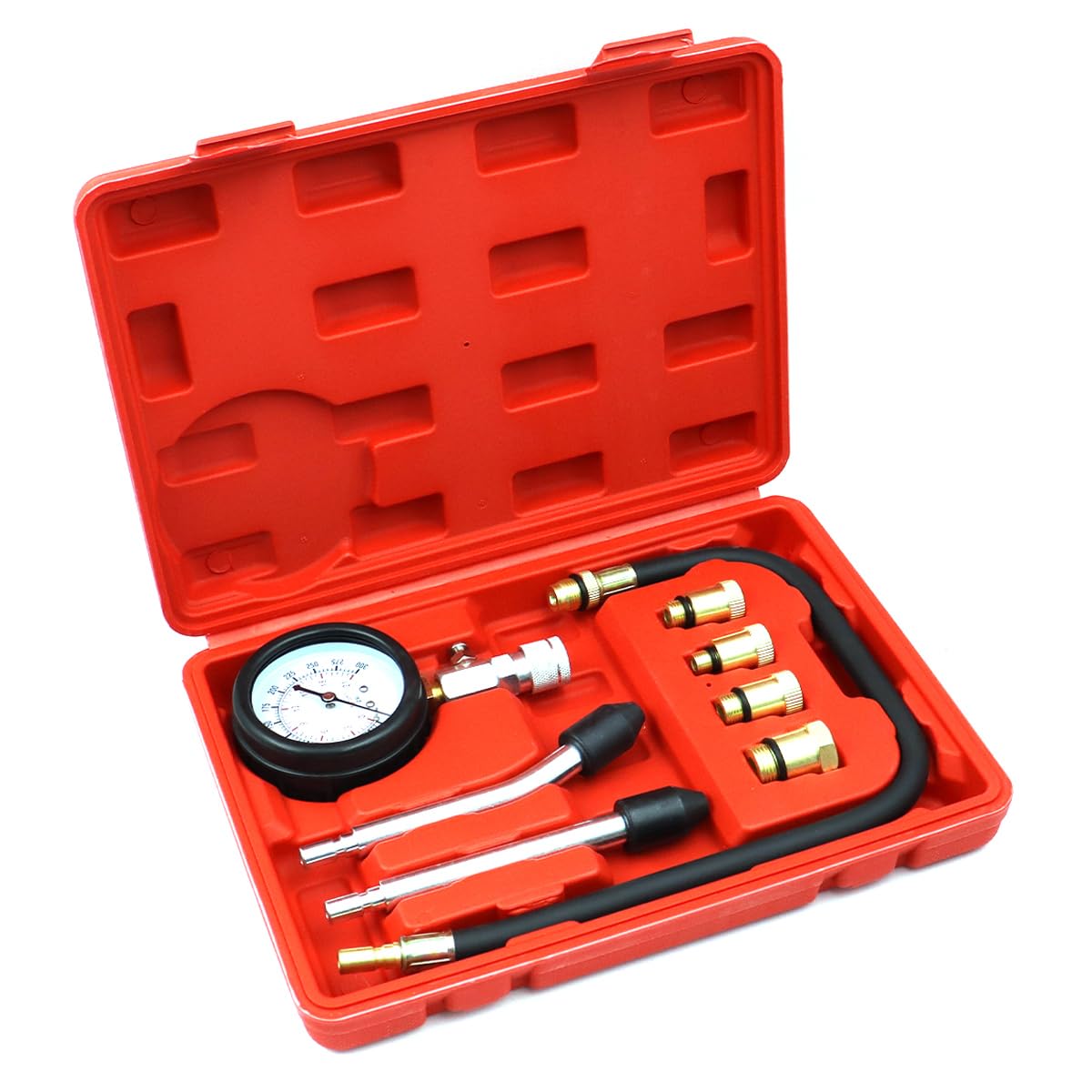 Sarini Set per Tester manometro Olio,Set di Strumenti diagnostici per Cilindro Motore con Adattatore per attacchi rapidi per ATV,Auto,Camion