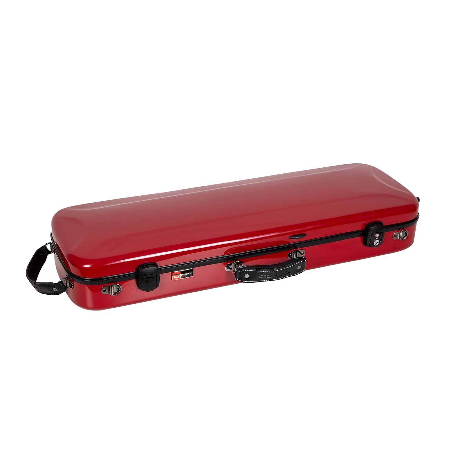 Crossrock Fiberglass Oblong Case fits 4/4 Full-Size Violin, Includes TSA lock, Protective Blanket, Hygrometer, Accessory Compartments-Red (CRF2020VRD-R)