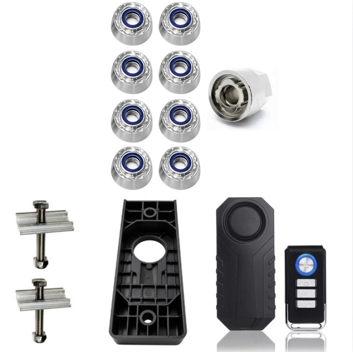 8 x M8 TentBox/Roof Tent- Anti-Theft HIGH Security Nuts Tamperproof Lock Nut Set (8 x NYLOC High Security Nuts + Roof Tent Security Alarm + Alarm Holder Premium Bundle)