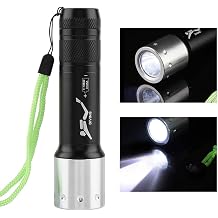 Qinlorgo Professional Diving Flashlight, Aluminum Alloy Portable LED Waterproof Diving Flashlight Torch Outdoor 3 Modes Adjustable