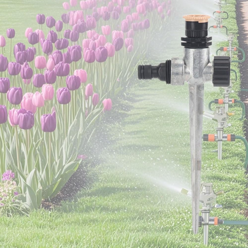 Mag Rasensprenger, Gartenbewässerung, Rasendüse, Metall-Impakt-Impuls-Wassersprinkler für Garten, Rasensprenger, Spike, Bewässerung von Pflanzen, Blumen, Gemüse, 4 Stück