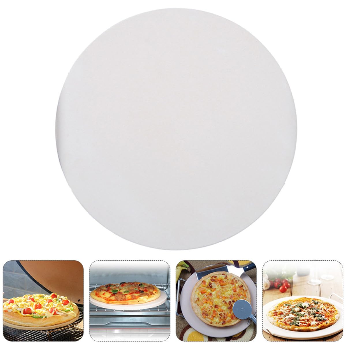 INOOMP Weißer Cordierit Pizzastein für Ofen und Grill mit Hoher Hitzebeständigkeit und Wasseraufnahme Backzubehör für Knusprige Pizza und Brot