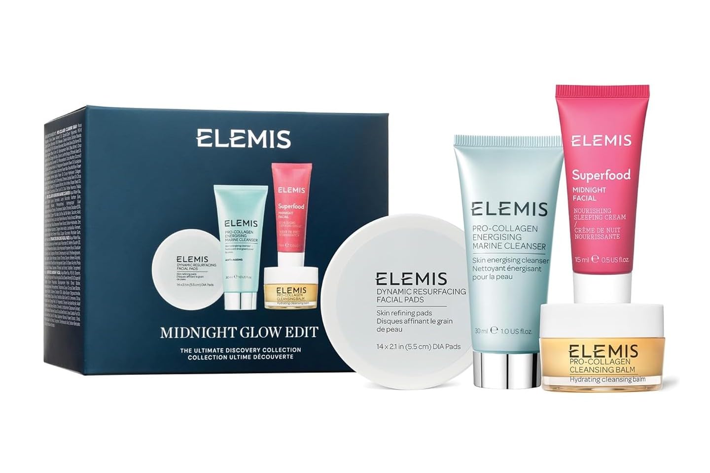 ELEMIS Midnight Glow Skincare Gift Set for Women – Travel Size Face Care Essentials for Radiance & Hydration – Luxury Self-Care & Birthday Gift for Women