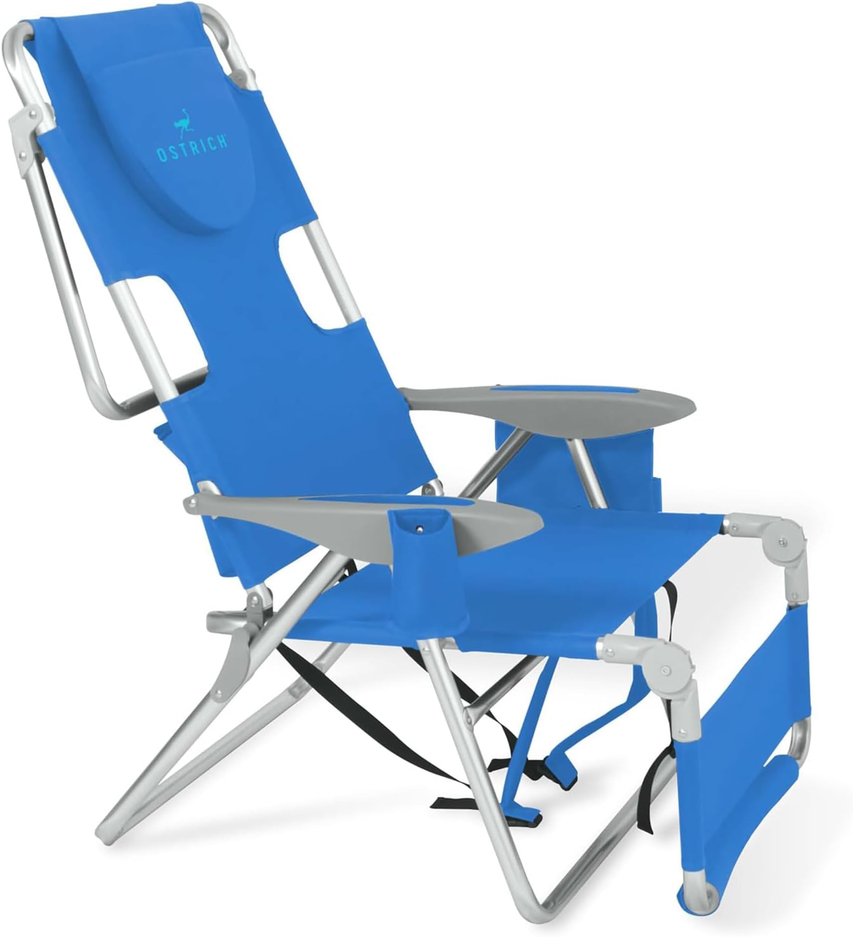 Ostrich Deltess 3 in 1 Portable Chair with Cooler Bag and Reclining Lounger for Tanning, Camping, Beach, and Outdoor Essential, Royal Blue