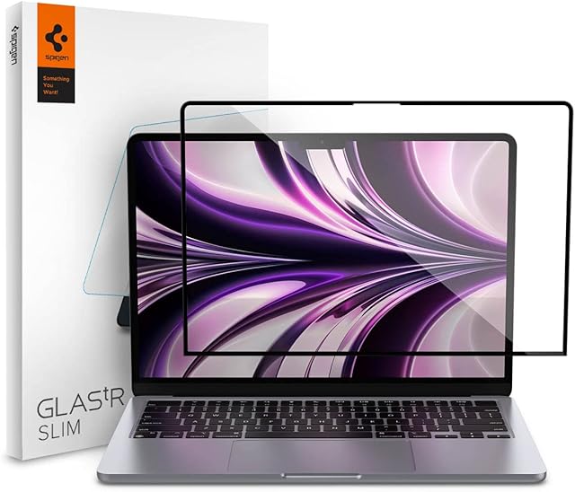 Spigen 1 Pack Full Coverage Tempered Glass Screen Protector for MacBook Air 13.6 inch (M2, 2022)