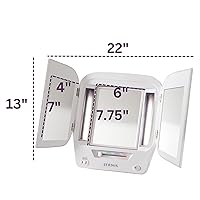Vista 7 de Jerdon JGL10 W Euro Espejo de 3 paneles iluminado con aumento de 5X, 4 configuraciones de luces, acabado blanco