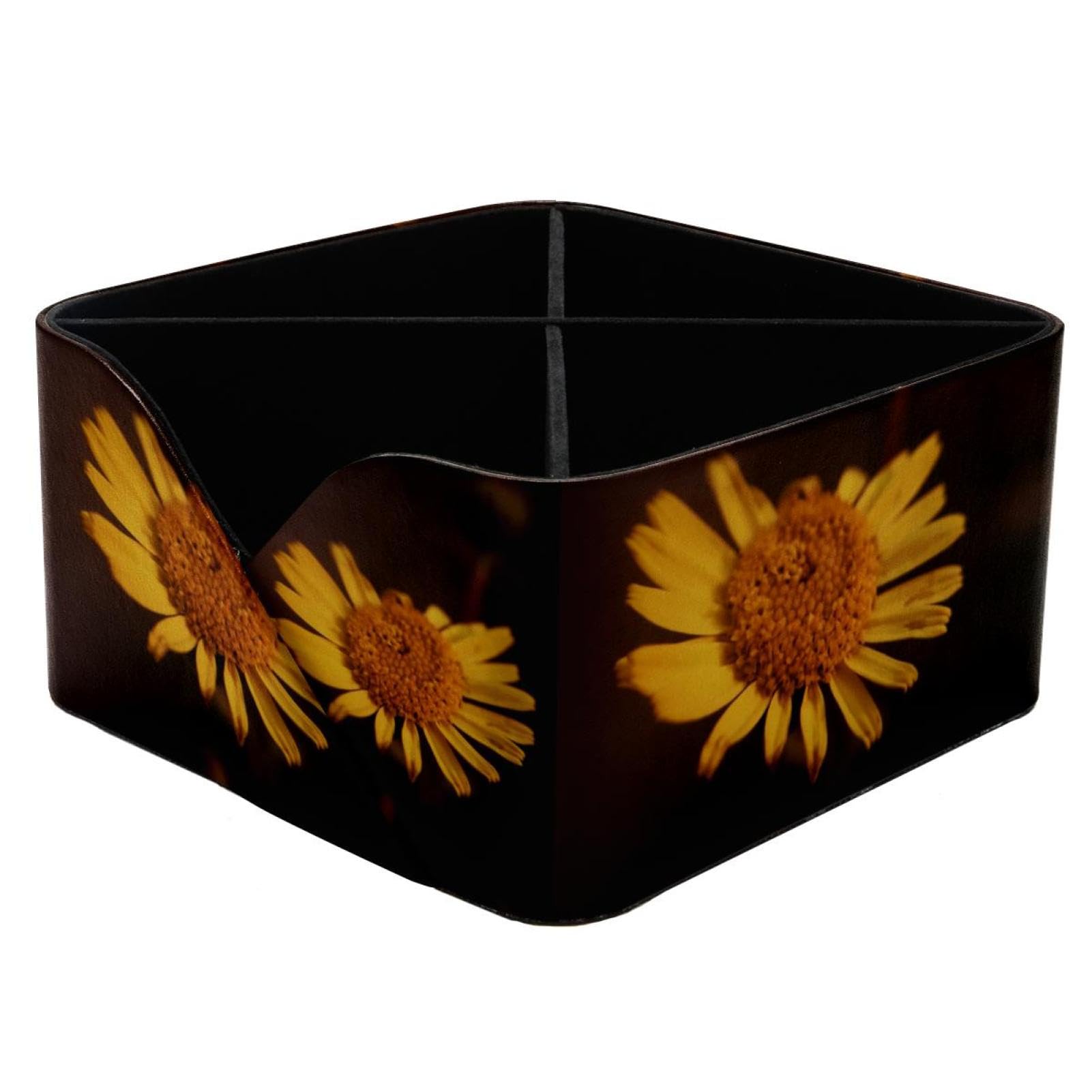 Pot de rangement jaune chrysanthème pour un bureau à la maison dynamique et ordonné