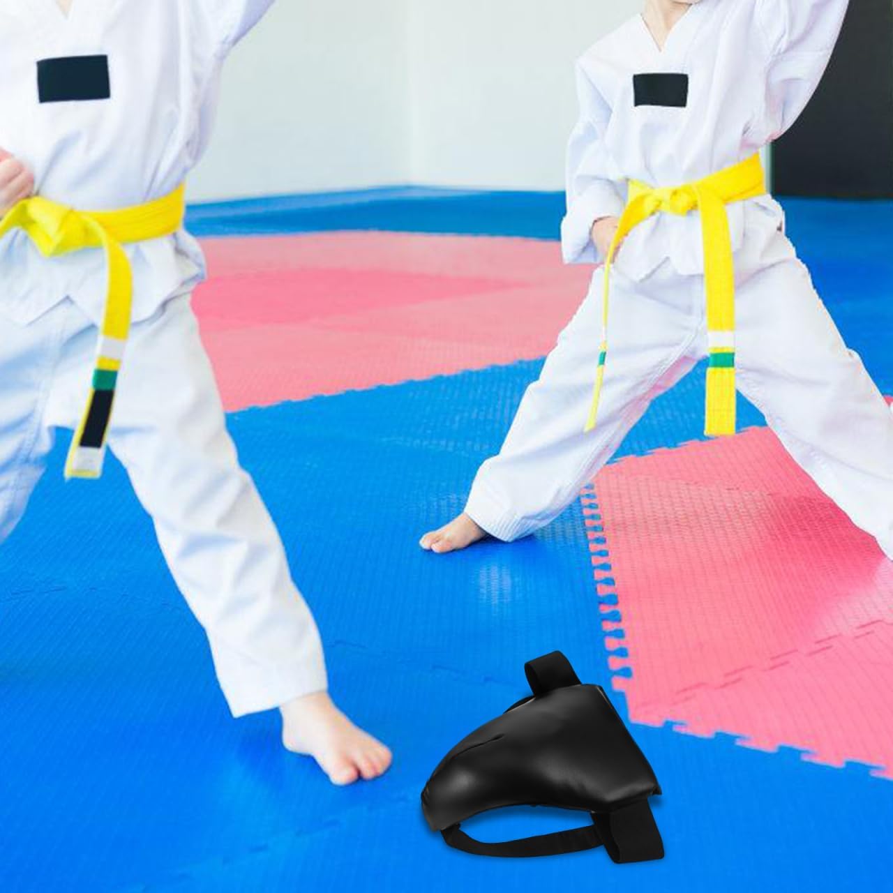 Mipcase Boxing Groin Protector Kids : Adjustable Groin Guard for Kids with Height of 110-149cm - Breathable Crotch Guard for Taekwondo Sparring, 10.41X7.47X3.73in (Black)