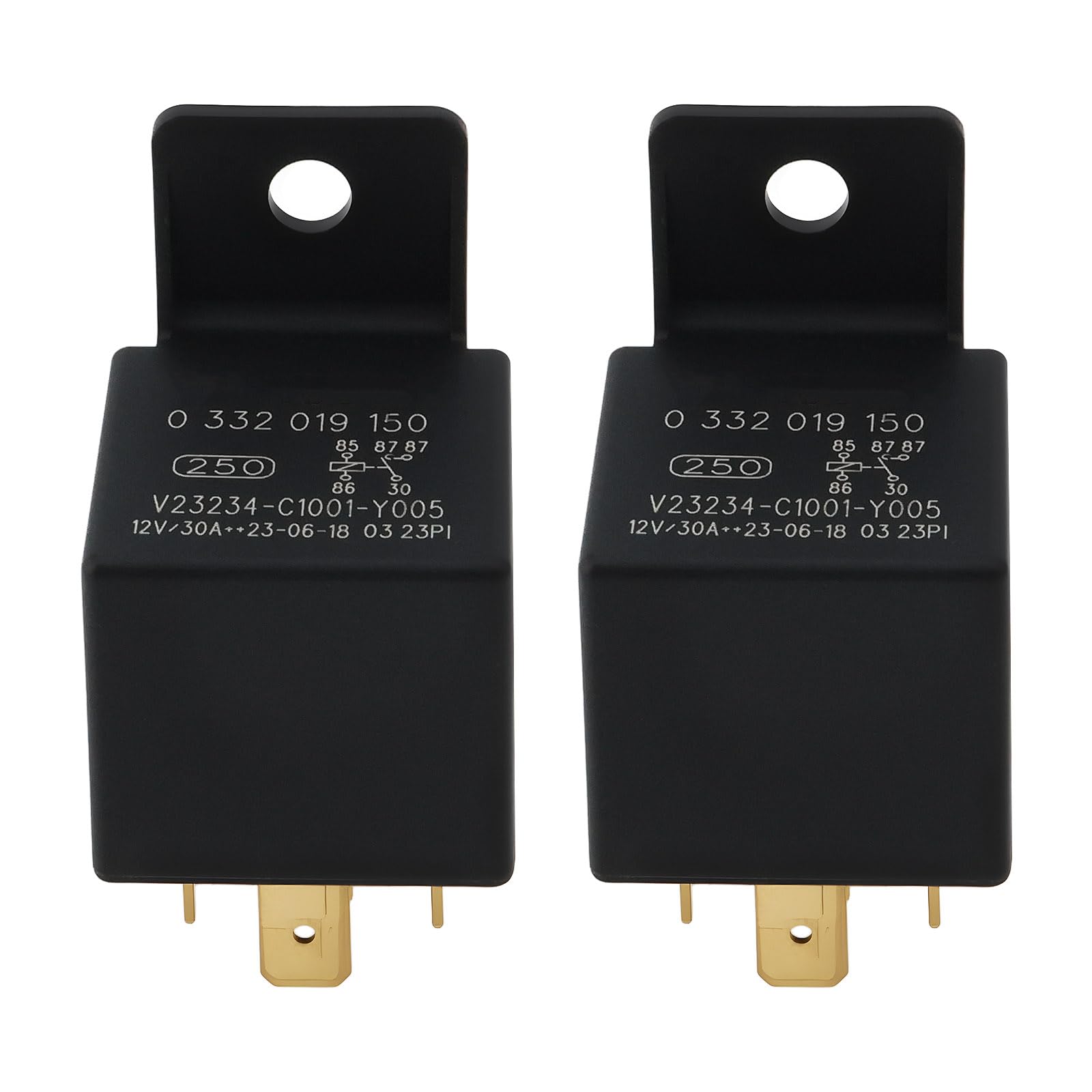 EMSea 2 Pezzi Relè Di Corrente Principale 5 Pin 12V/30A 0332014150 0332019150 Compatibile Con La Maggior Parte Delle Auto D'epoca