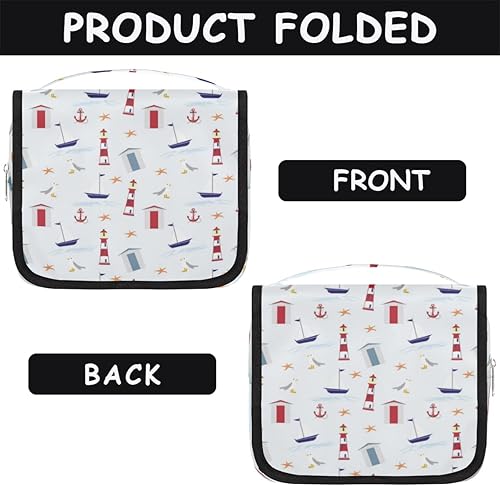 Miniatura 6 de QsirBC Seagull - Bolsa de aseo para mujer, organizador de maquillaje de viaje con gancho para colgar, bolsas de cosméticos de viaje para accesorios