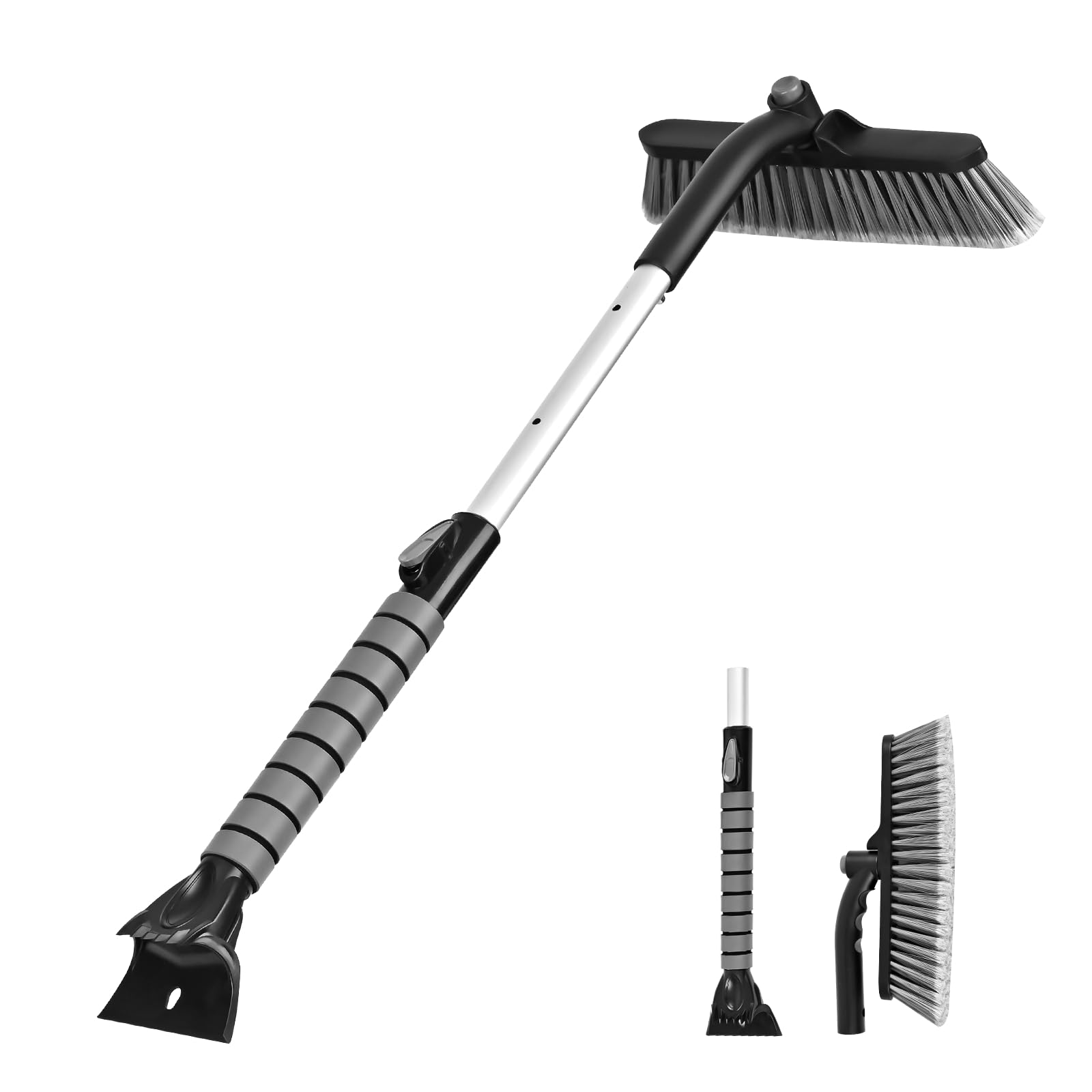 OUSHASAA Snow Brush and Ice Scraper for Car Windshield, 35" Extendable Window Scraper for Car with Foam Grip, Snow Removal Brush for SUV Truck - Gray