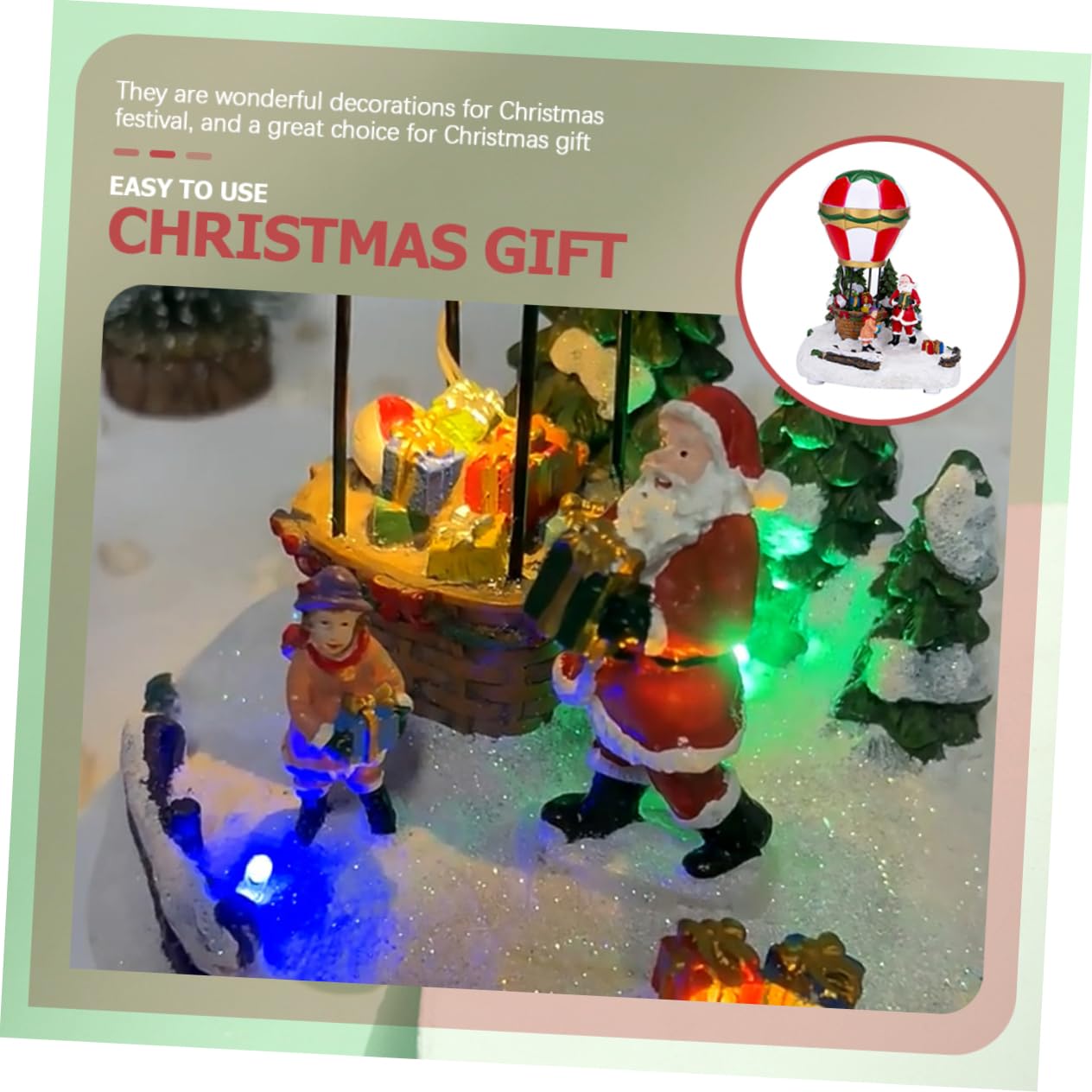 FUNOMOCYA Music Light Christmas Decor Led Igloo Hot Air Balloon Perfect Desktop Ornament Present