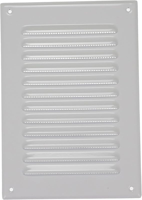 5'' x 7" Inch (Opening) Rectangular Ventilation Grille - White Metal Air Vent Cover with Mesh Screen Guard - Inside/Outside use Louver Grille - 6.5" x 9.5" Inch (Outer Size) Soffit Vent