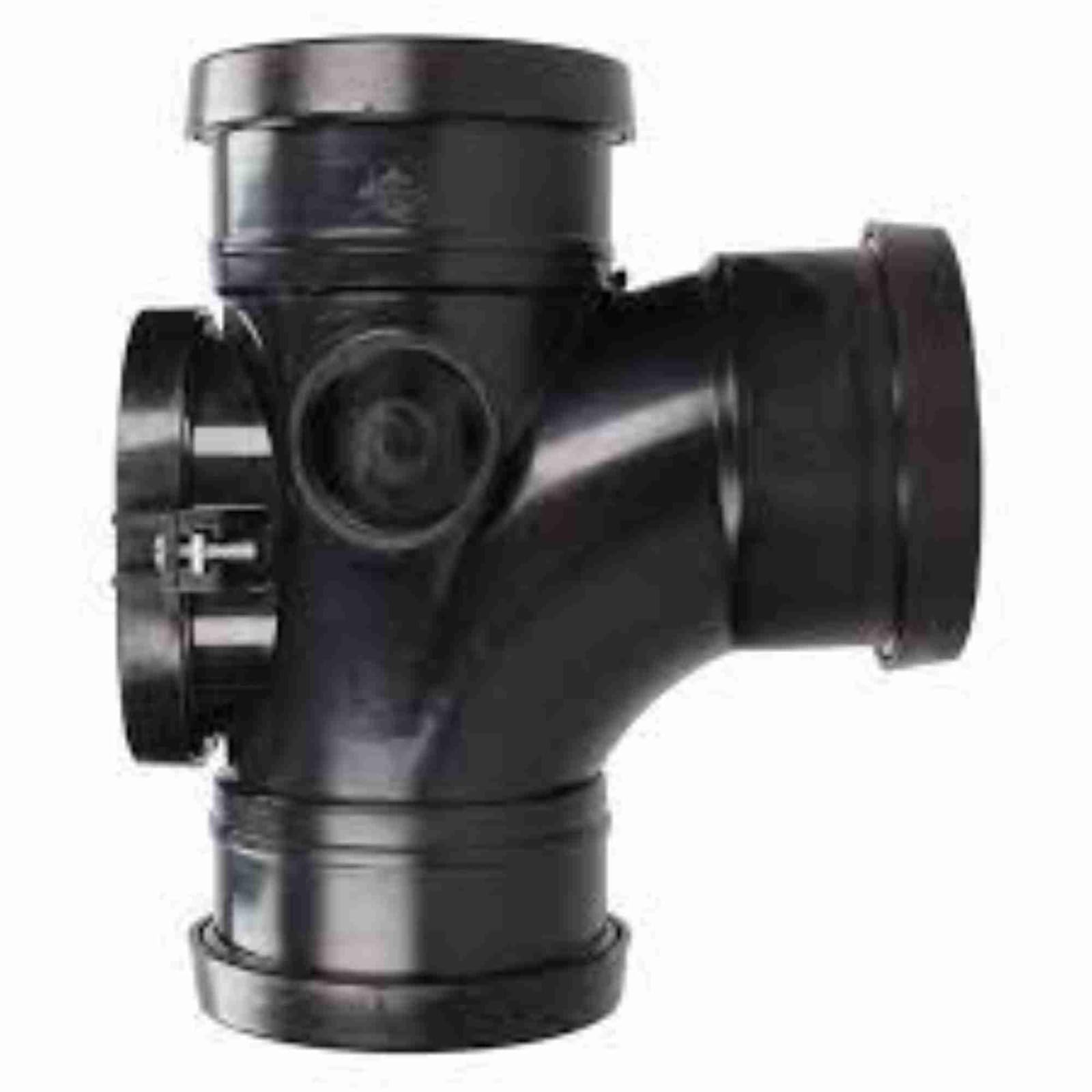 Triple Socket Pushfit Soil Pipe 92.5 Degree Access Tee - 110mm Triple Socket Branch Black Soil Pipe Fittings