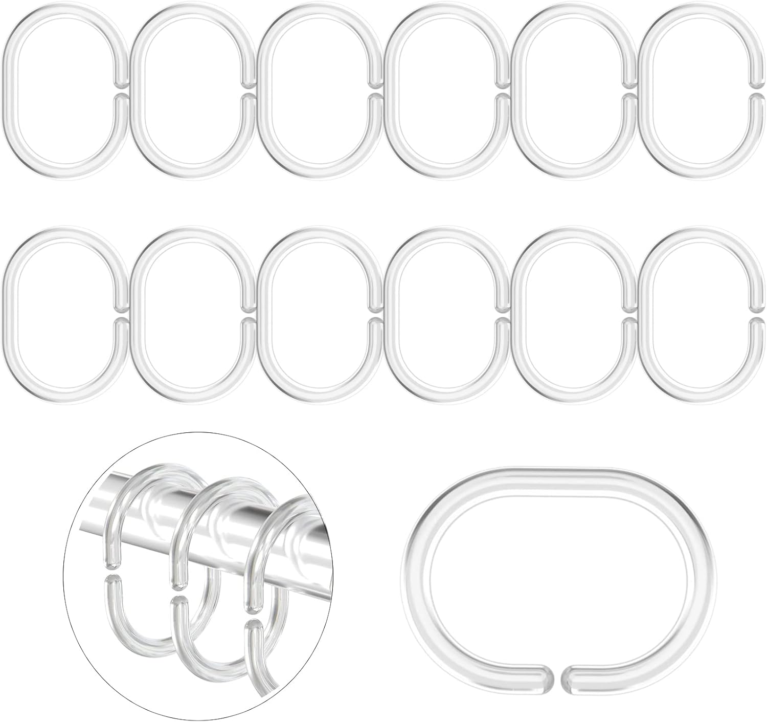 Anneau De Douche Gris Ovale X12