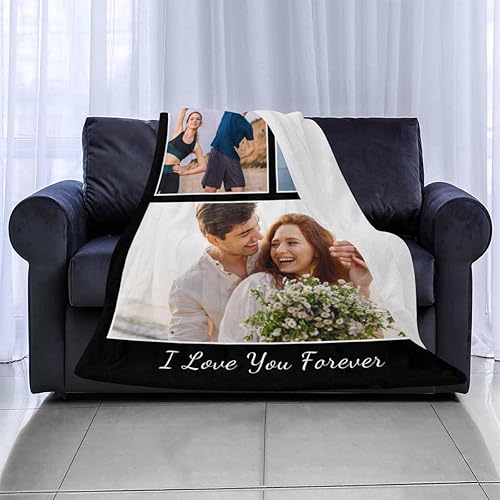 Miniatura 2 de Mantas personalizadas con fotos, mantas personalizadas con texto "I Love You", manta conmemorativa personalizada, regalo de cumpleaños para