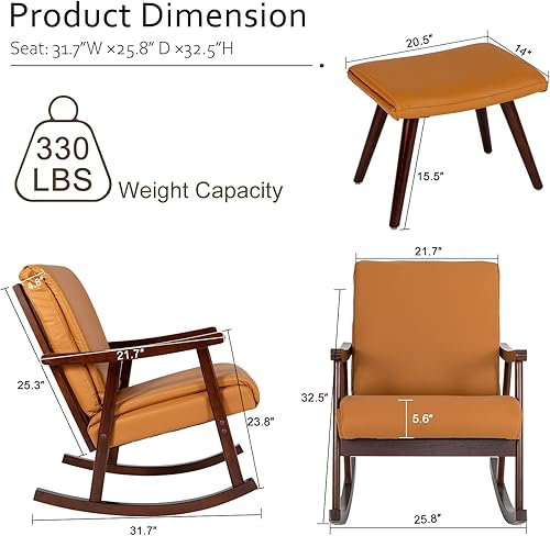Miniatura 2 de Okeysen Mecedora para guardería con otomana, cómoda silla deslizante para guardería, silla mecedora tapizada con reposapiés, sillón moderno de