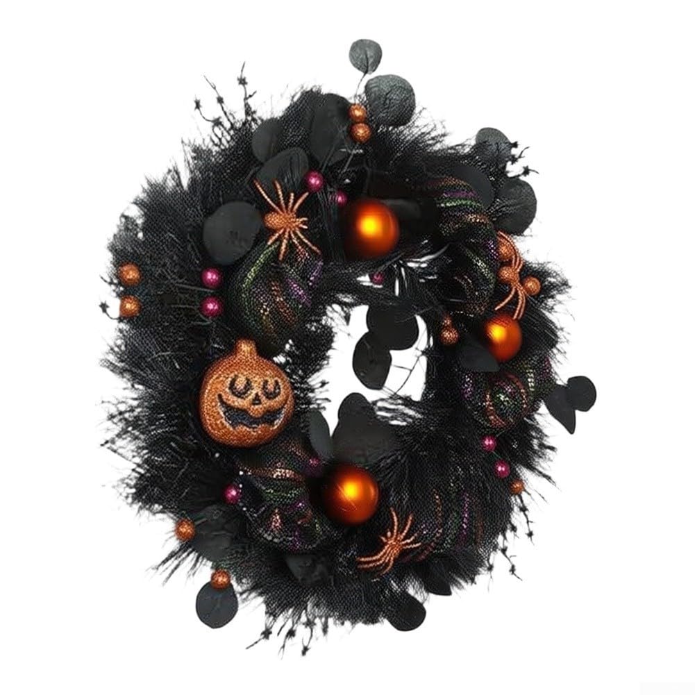 Ghirlanda Halloween Nera 50cm con Zucca(50CM)