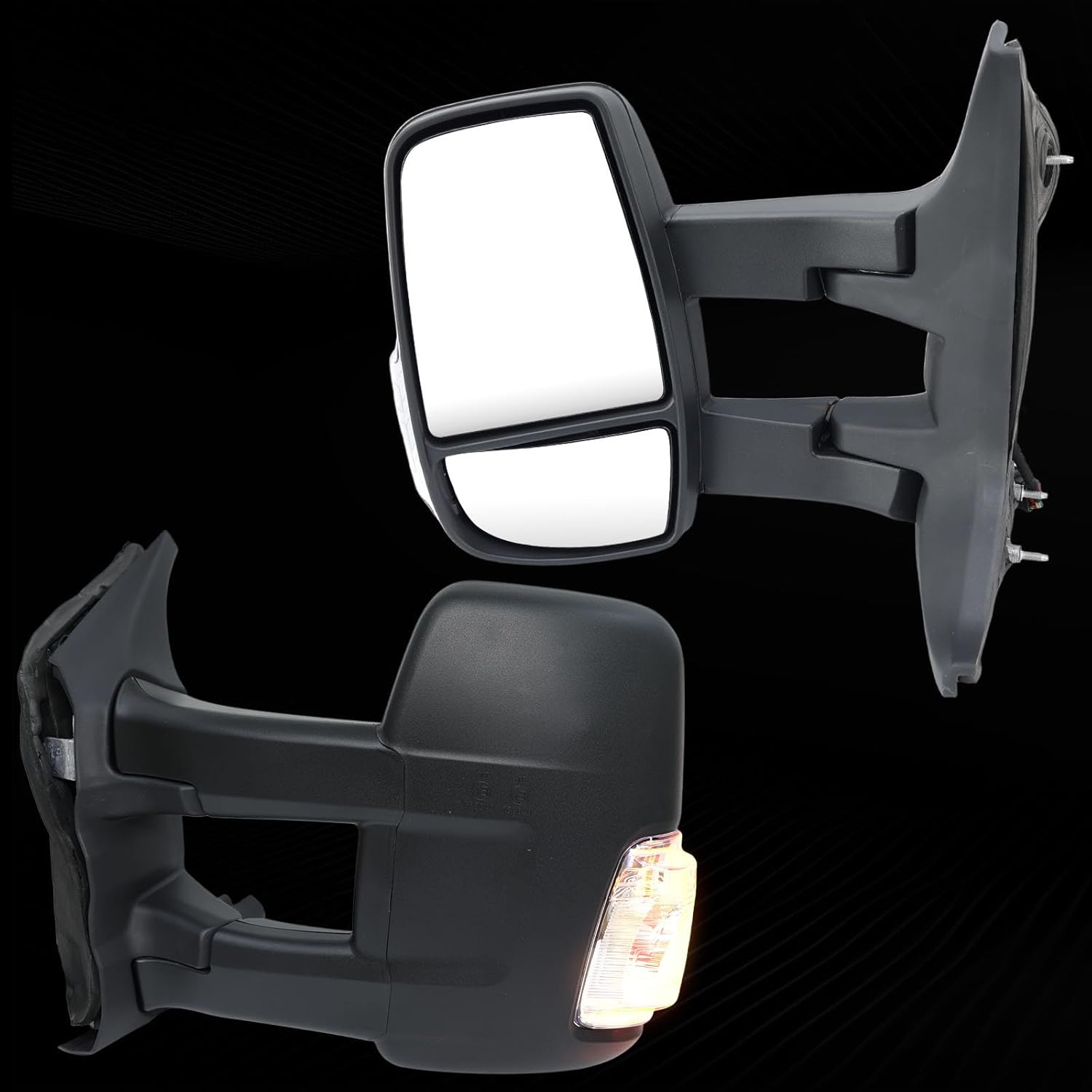 Left Driver Side Mirror Long Arm Compatible with 2015-2025 Ford Transit 150 250 350 350HD Left Side Rear Door Mirror w/Signal Light and w/o Blind Spot Sensor