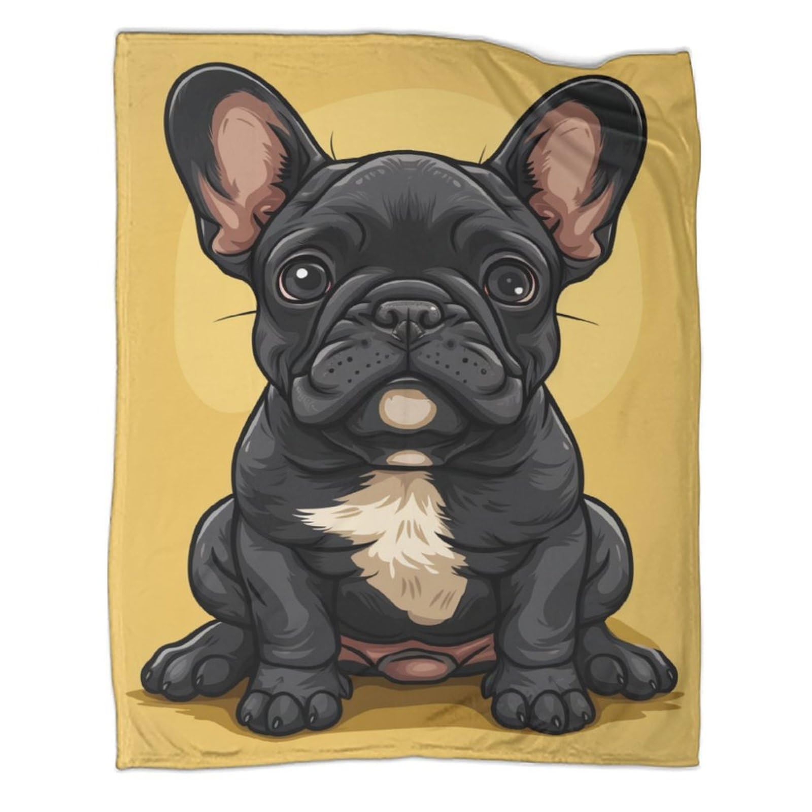 Couverture bouledogue français 180x200 cm en microfibre douce et chaude pour lit et canapé