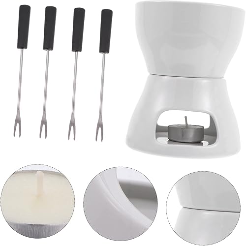 Miniatura 5 de NOLITOY 2 Sets Luz Hornear Café Fondue Chocolate Queso Pot Tealight Home Herramientas Hornear Estufa de fusión DIY Zen Caramelo Porcelana Mariscos