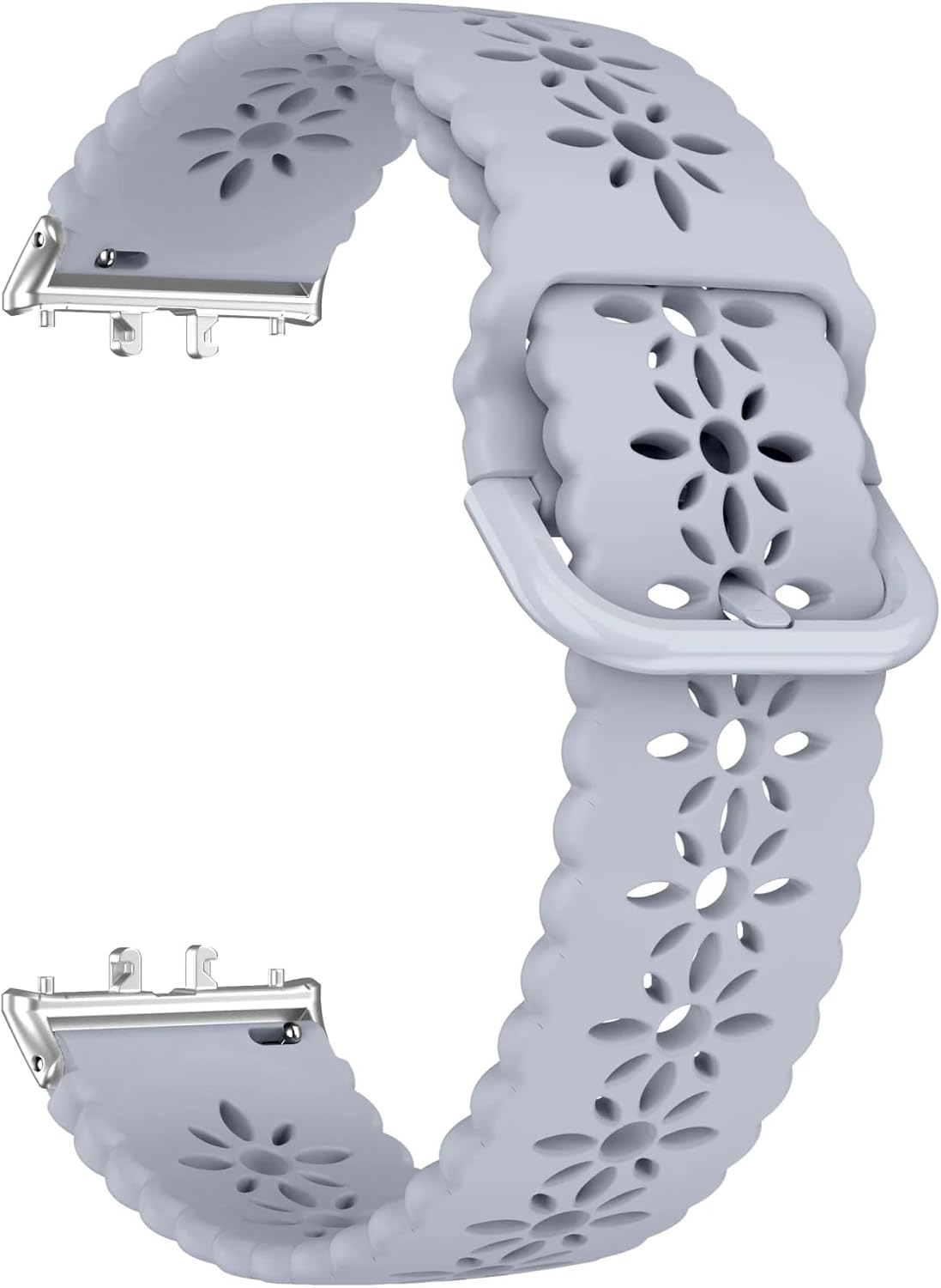 Lovely Strap for Fit 3 Accessories Silicone Band Strap for Fit 3 Hollow Woman Cute Girl Watchband(Light Gray)