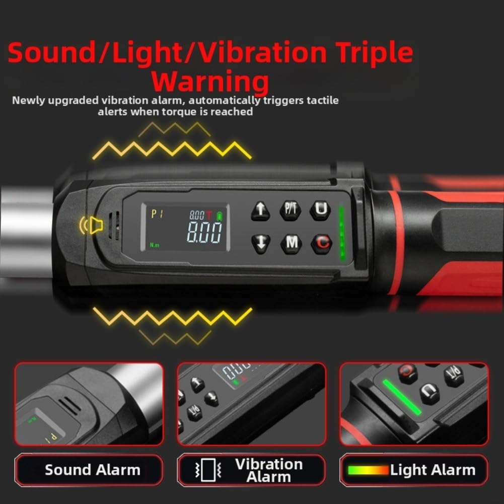 Llave dinamométrica digital de 1/4 3/8 1/2 pulgadas con vibración LED de zumbador, tipo de clic ajustable para reparación de bicicletas, coches, motocicletas, construcción de acero, 240
