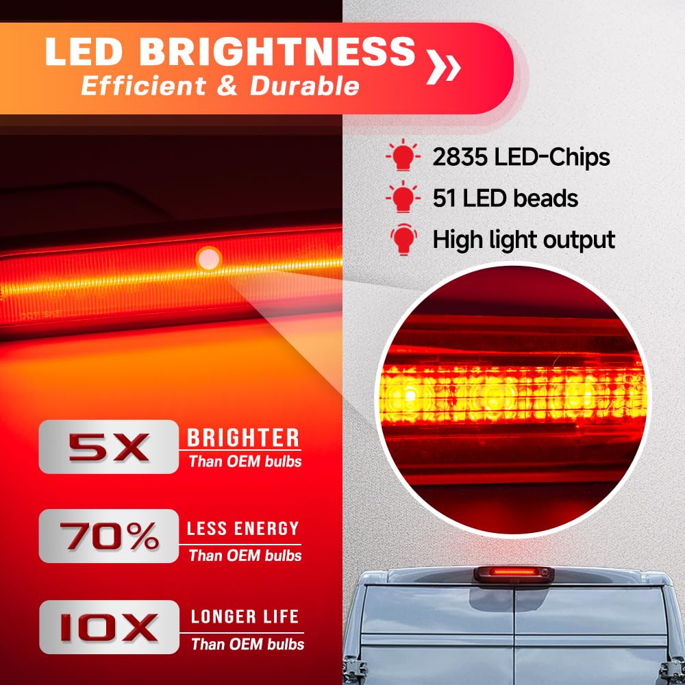 Lente fumé LED Rosso Terza Luce Stop Stop Per Fiat Ducato III, Citr.oen Jumper II, Peug.eot Boxer II Lampada Stop Posteriore Centrale A Montaggio Alto Ulteriore Terza Luce Stop 1pz