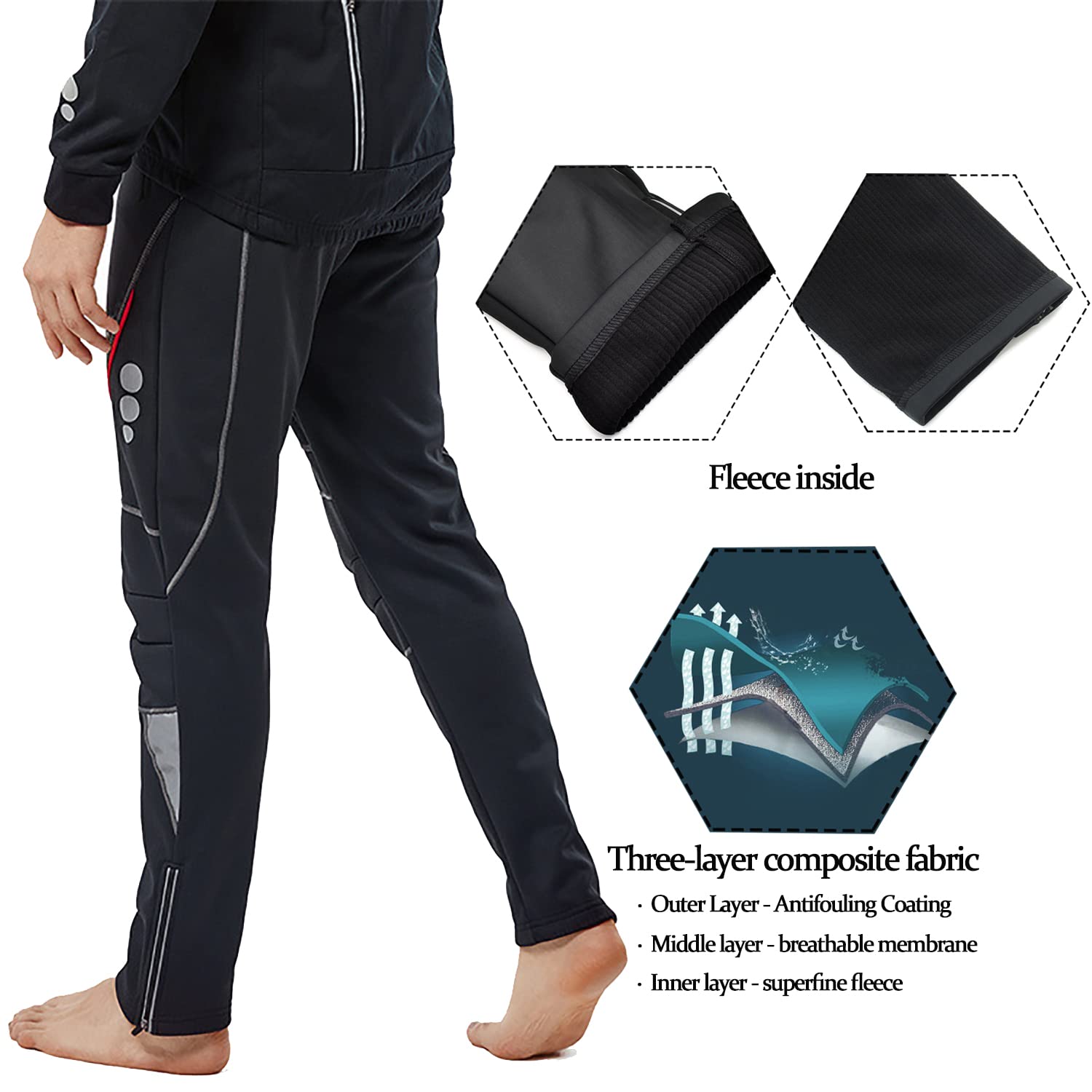 Uomo Pantaloni Lunghi Ciclismo Invernale Termici Antivento in Pile per Ciclismo Jogging Running Hiking Trekking Inverno Autunno Pataloni Antivento Sportivi Pantaloni Lunghi Sportivi Outdoor