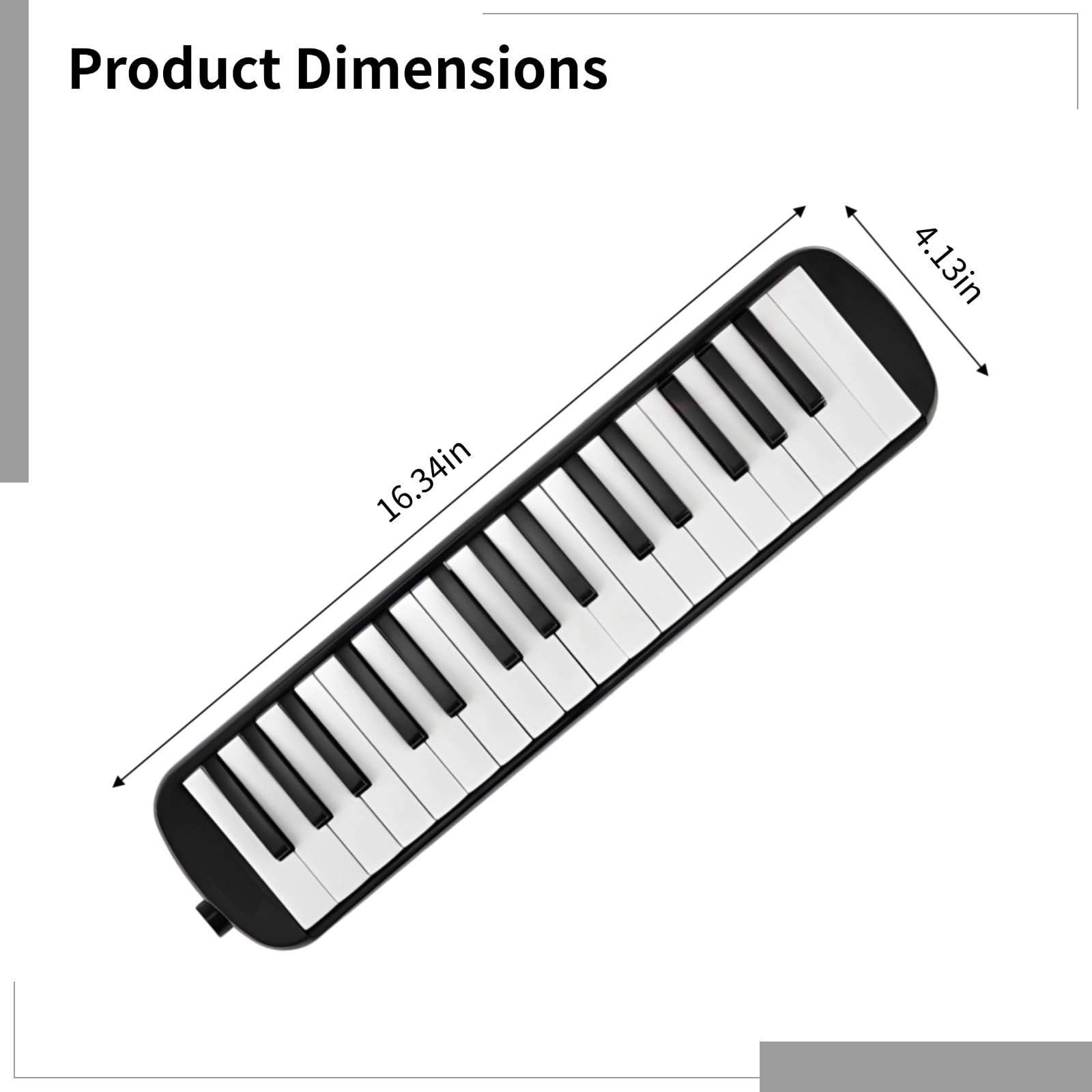 Instrumento de melódica de 32 teclas, melódica negra con bolsa de transporte, teclado de piano de aire con boquillas largas y cortas, teclado de piano portátil para amantes de la música y