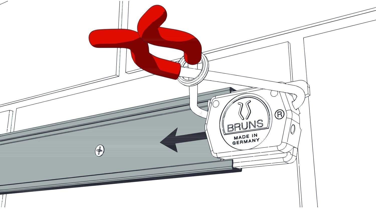 BRUNS Porte-outils mural 100 cm avec 4 crochets et 1 rail de guidage en aluminium de 100 cm de long