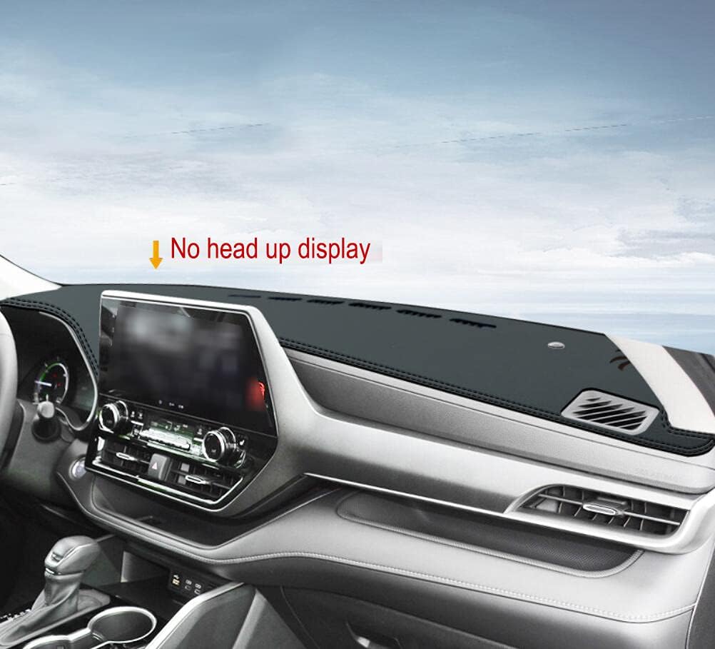 Black Leather Car Tray Dashboard Cover Car Dash Pad Car Dashboard Mat for Toyota Highlander 2020-2021-2022-2023