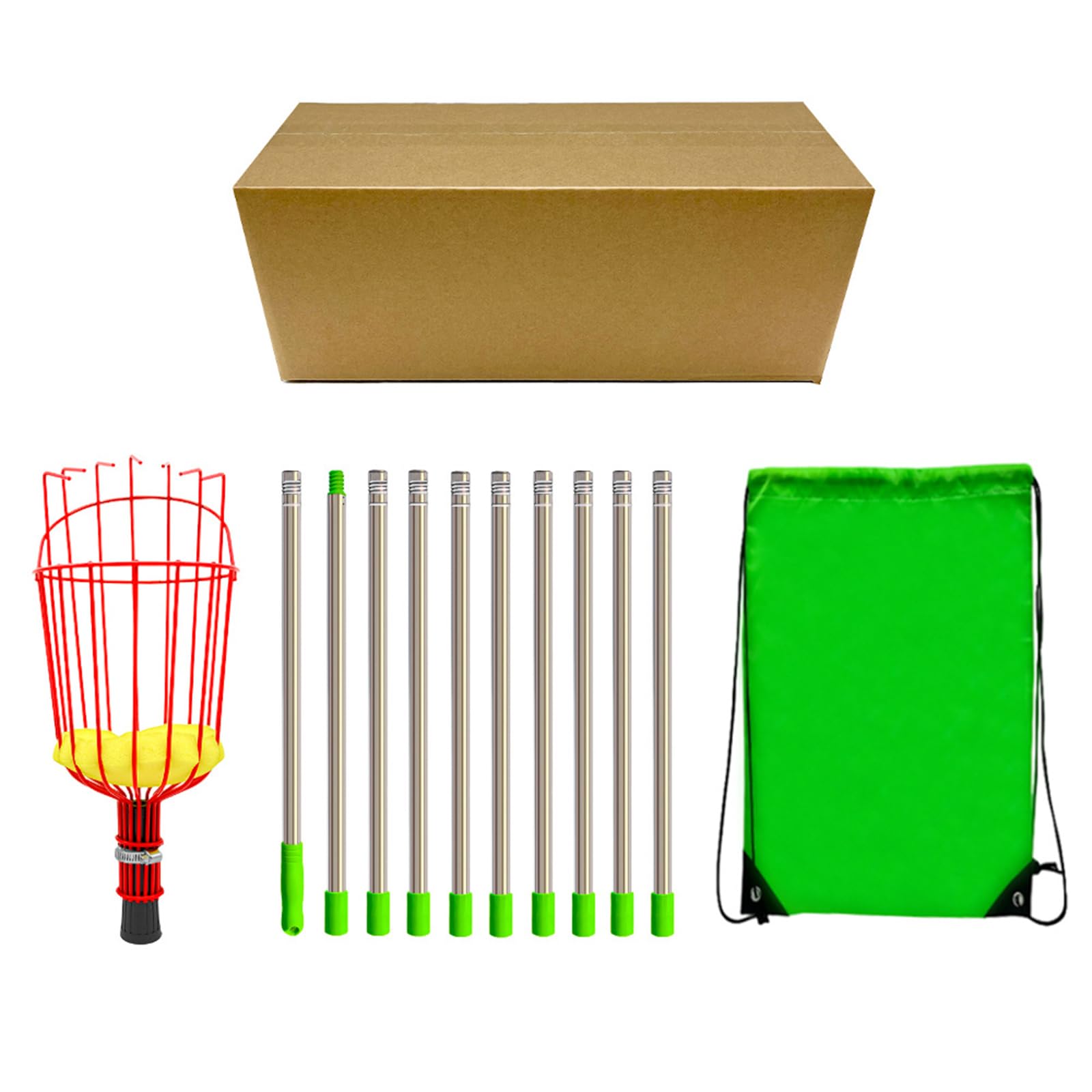 Lightweight Aluminum Extendable Fruit Pickers Tool with Nonslip Grip Orchards Harvesting Tool for Home and Farm Use High Reach Fruit Picking