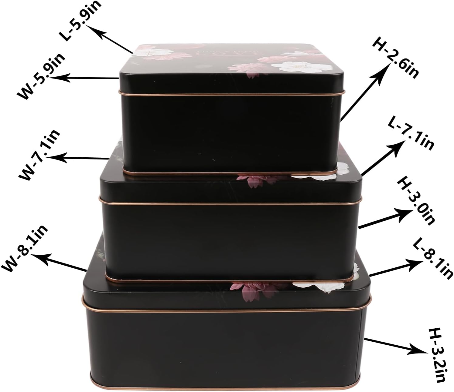 Love Decorative Storage Box Rural Tin Gift Box Tinplate Candy Cookie Jars Square Storage Containers with Lids for Chocolate Candy Tea Coffee Cosmetics Jewelry Photos Gift Case 3Pcs - Image 2