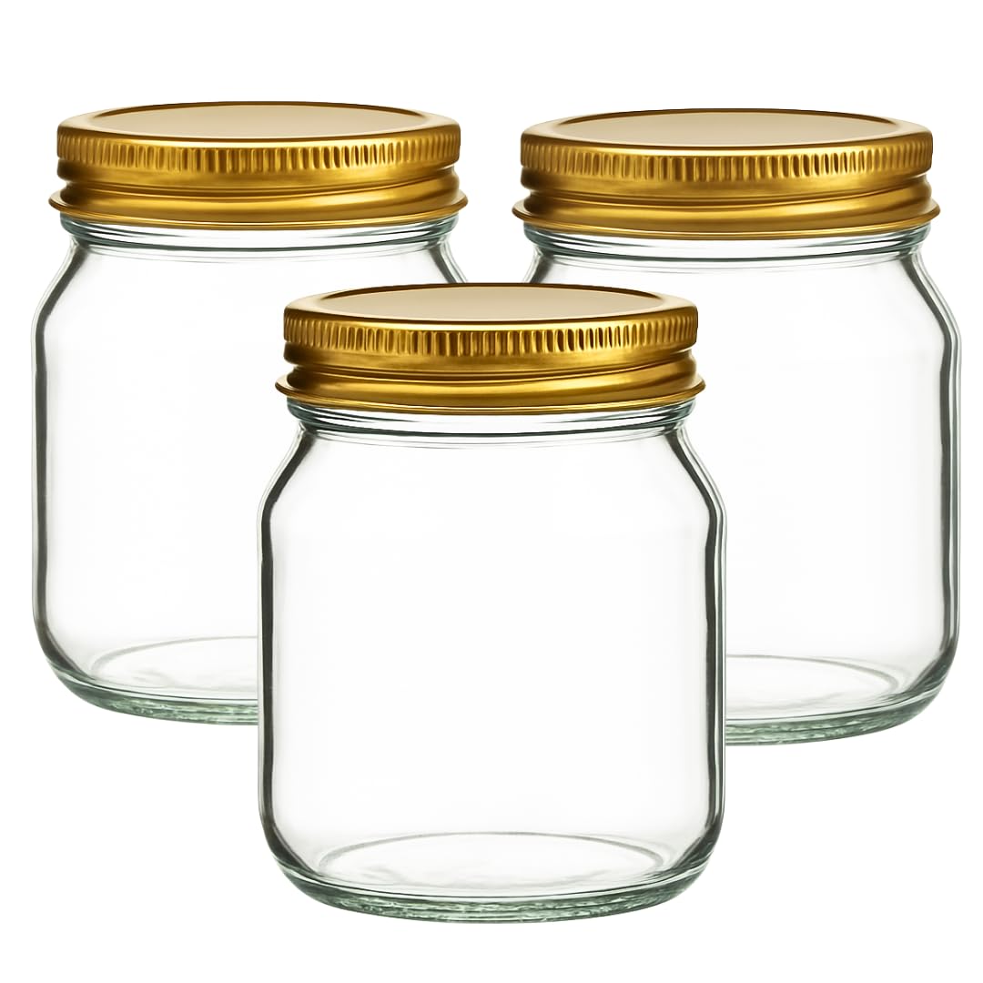 Jars And Bottles Gold 454Ml (1Lb) Glass Honey Jars With Screw Lids (Pack Of 6) | Jam, Chutney & Preserving | Jars & Bottles