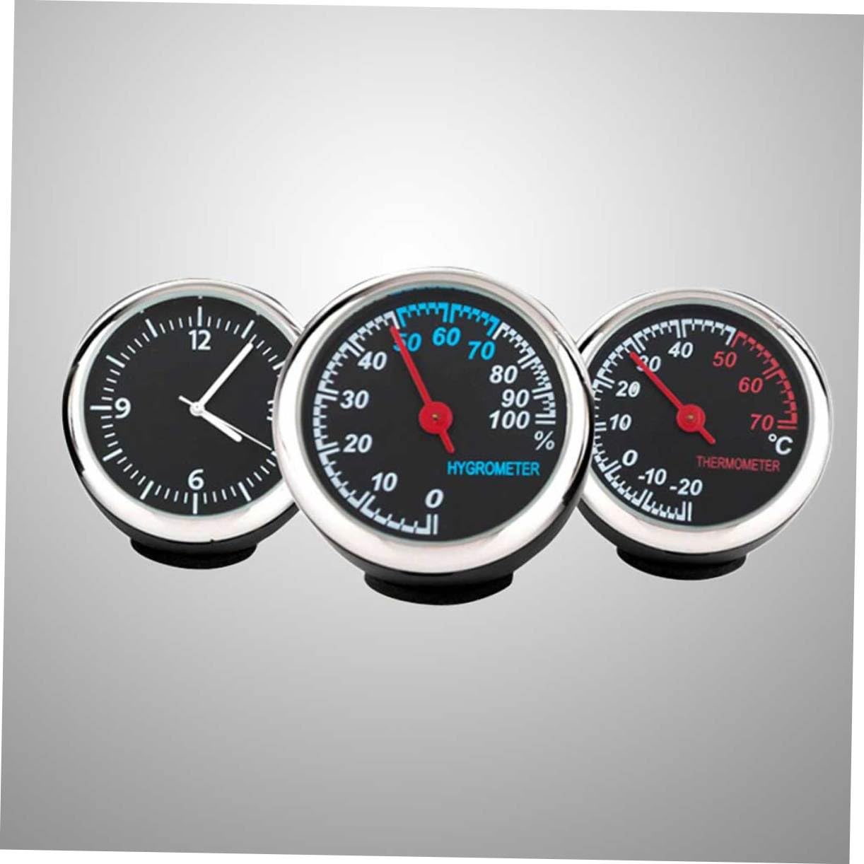 3piezas Reloj Electrónico Para Automóvil Función y Higrómetro Instalación Ventilación Resistente Al Agua y