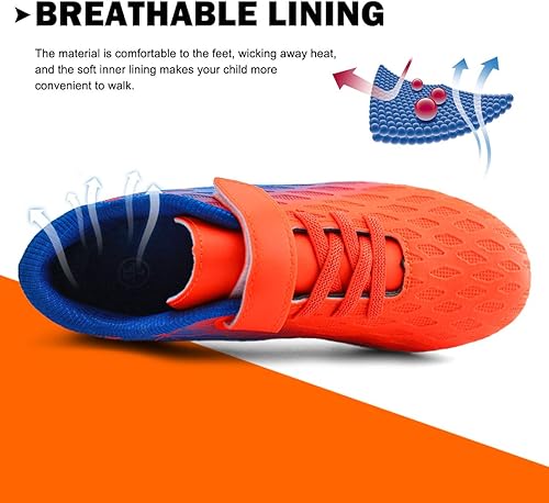 Miniatura 5 de Brooman - Tacos de fútbol para niños y niñas, zapatos deportivos con tacos para usar al aire libre