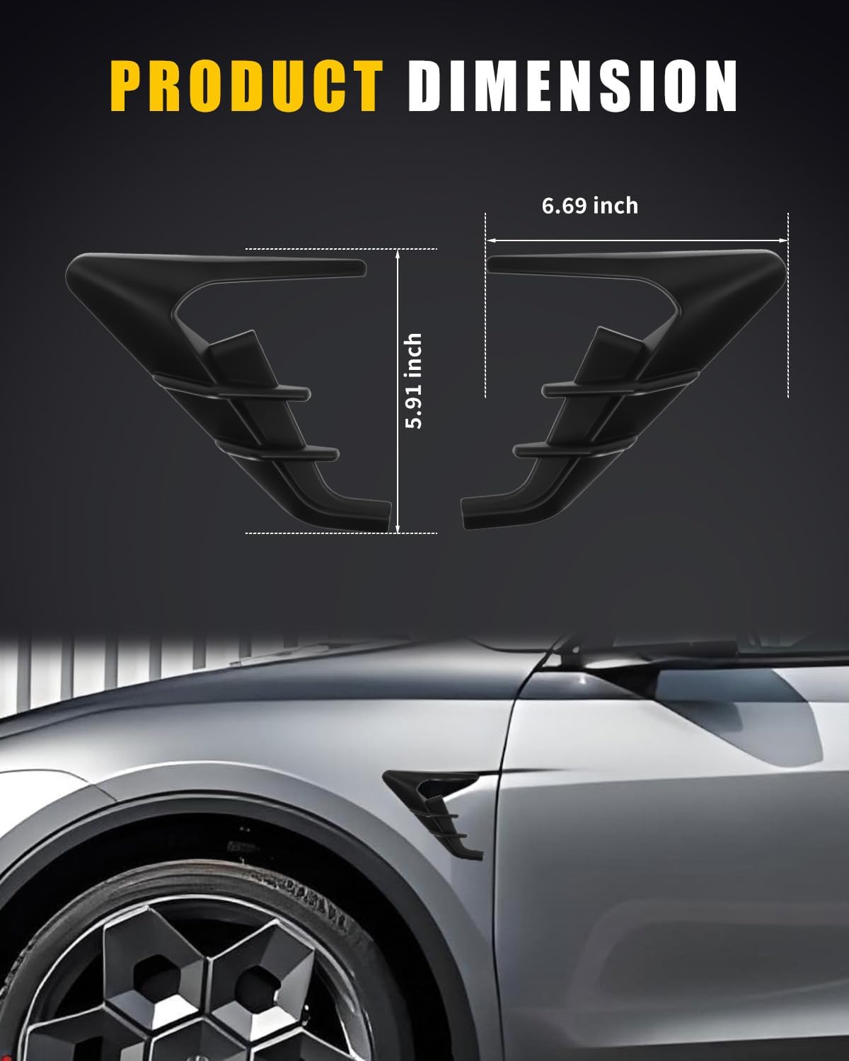 Side Fender Camera Cover Trim Compatible with 2024-2025 Tes-la Model 3 Highland & 2025-2026 Model Y Juniper, [Matte Black] Side Camera Protector Turn Signal Markers
